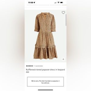 J crew ruffleneck tiered popover dress in leopard dot